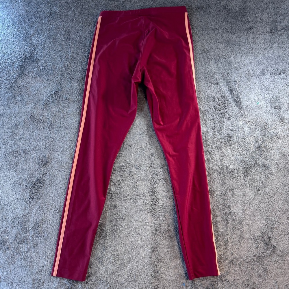 Adidas Originals 3-Stripe Trefoil Leggings Maroon Pink Women's Small Y2K - Picture 5 of 6